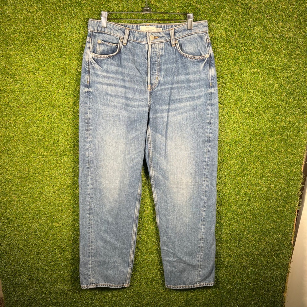 & Other‎ Stories Blue High Waisted Straight Leg Denim Jeans US 28/32 Medium Wash